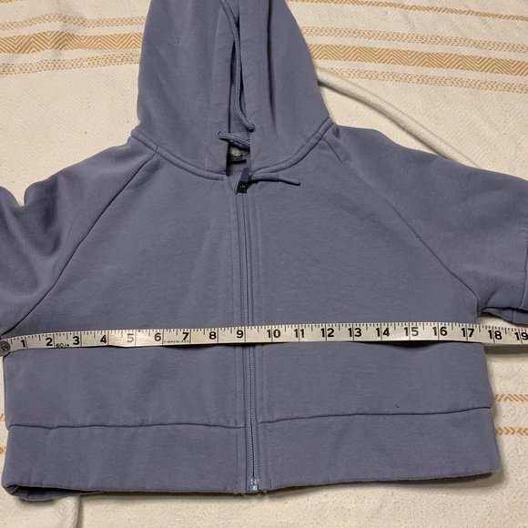 Gymshark Purple Gray Cropped Hoodie Full Zip Fleece Lined Size Small Athleisure - Picture 8 of 9